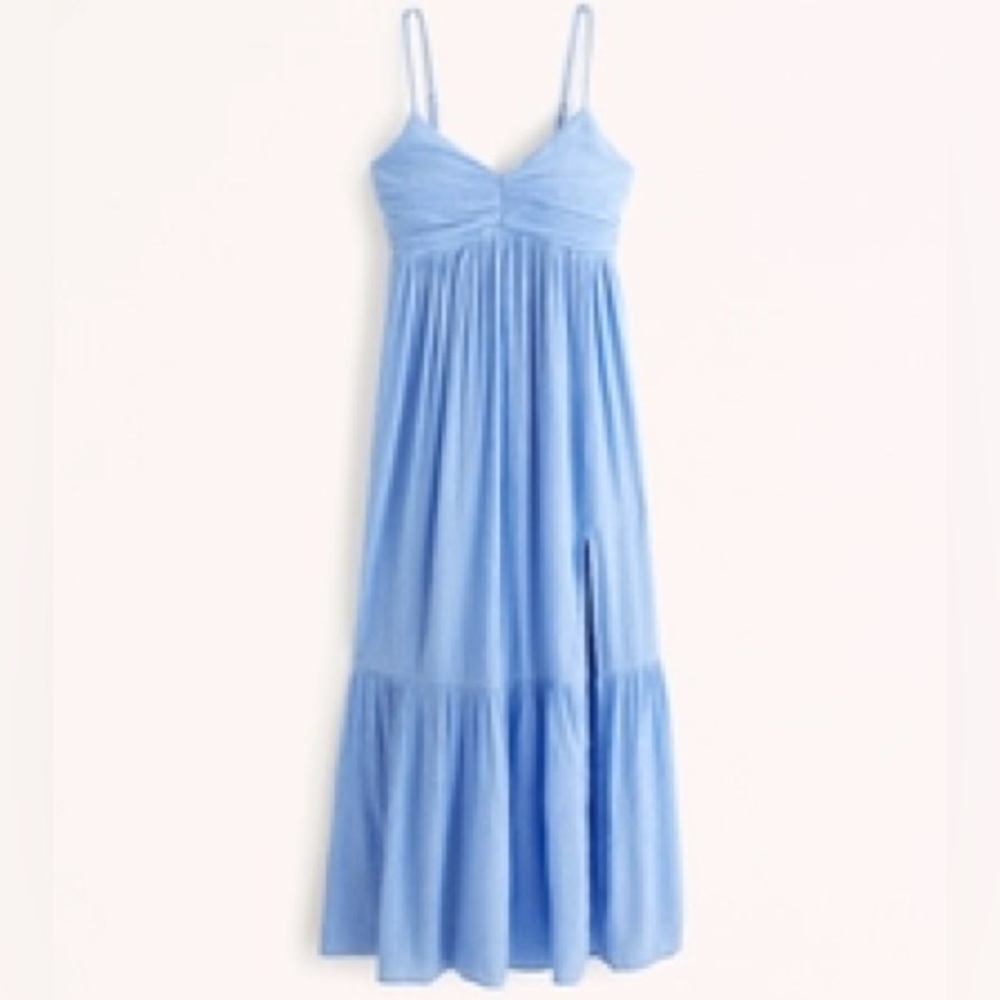Abercrombie Crinkle Textured Ruched Maxi Dress